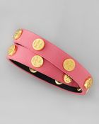 Tory Burch Logostudded Saffiano Wrap Bracelet Rose - Lyst