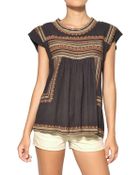 Etoile Isabel Marant Embroidered Raw Silk Top - Lyst