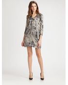 Halston Heritage Silk Printed Dress - Lyst