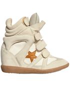 Isabel Marant 80mm Bayley Suede Canvas Wedge Sneakers - Lyst