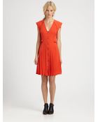 10 Crosby Derek Lam Pleated Silk Dress - Lyst