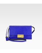 Michael Kors Gia Ostrich Stamped Leather Clutch - Lyst