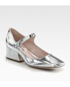 Miu Miu Metallic Leather Mary Jane Pumps - Lyst