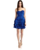 Rebecca Taylor Satin Tiered Eyelash Bustier Dress - Lyst