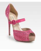 Valentino Glam Crystal Coated Suede Platform Pumps - Lyst