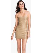 Haute Hippie Metallic Bandage Strapless Mini Dress - Lyst