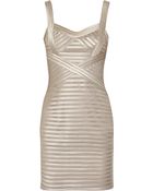 BCBGMAXAZRIA Satin and Mesh Dress - Lyst