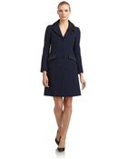 Moschino Satintrim Wool Crepe Long Jacket - Lyst