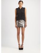 Robert Rodriguez Metallic Leather Mirco Mini Skirt - Lyst
