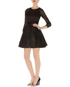 Karen Millen Zig Zag Mesh Sleeve Dress - Lyst