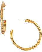 Kenneth Jay Lane Twisted Golden Hoop Earrings - Lyst