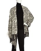 La Fiorentina Zebra Leopard Print Rabbit Edge Shawl - Lyst
