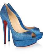 Christian Louboutin Lady Peep 150 Glitter Finish Pumps - Lyst