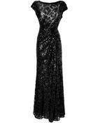 Elie Saab Black Draped Sequined Gown - Lyst