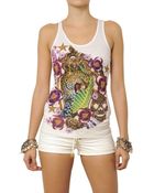 Philipp Plein Crystals Printed Cotton Jersey Tank Top - Lyst