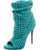 Christian Louboutin Guerilla Studded Suede Red Sole Bootie - Lyst