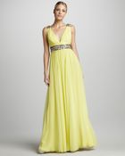 Notte By Marchesa Beaded Vneck Chiffon Gown - Lyst
