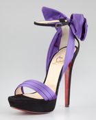 Christian Louboutin Vampanodo Satin Bow Red Sole Sandal - Lyst