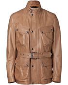 Belstaff Mocha Leather Preston Luxe Trialmaster Jacket - Lyst