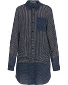 Proenza Schouler Silk Line Print Shirt Dress - Lyst