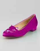 Charlotte Olympia Flat Satin Slipper - Lyst