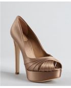 Dior Taupe Satin 'Eclat' Peep Toe Platform Pumps - Lyst