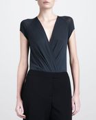 Donna Karan New York Capsleeve Surplice Bodysuit - Lyst