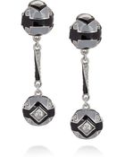 Oscar de la Renta Enamel and Crystal Drop Clip Earrings - Lyst