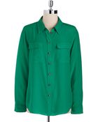Vince Camuto Silk Button-Down Blouse - Lyst