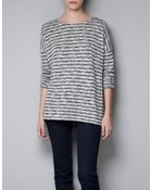 Zara Striped Devoré Sweater - Lyst