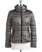 Bernardo Iridescent Hooded Quilted Down Jacket - Lyst