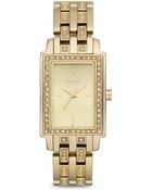 DKNY Ladies Goldtone Stainless Steel Watch with Crystals - Lyst