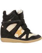 Isabel Marant 80mm Bayley Suede Canvas Wedge Sneakers - Lyst