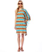 MICHAEL Michael Kors Striped One shoulder Coverup - Lyst