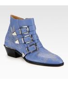 Chloé Studded Leather Buckle Ankle Boots - Lyst