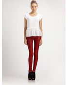 Alice + Olivia Leather Skinny Pants - Lyst