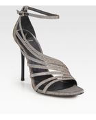 B Brian Atwood Glitter Strappy Sandals - Lyst