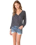 Joie Lerona Print Plaid Top - Lyst