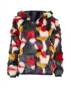 Topshop Patchwork Faux Fur Hooded Coat - Lyst