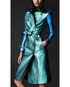 Burberry Prorsum Metallic Leather Trench Coat - Lyst