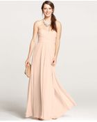 Ann Taylor Silk Georgette Shirred Strapless Gown - Lyst