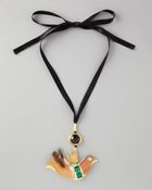 Marni Birdpendant Ribbon Necklace - Lyst