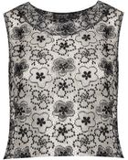 Topshop Monochrome Lace Crop Top - Lyst
