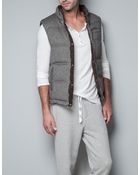 Zara Reversible Padded Herringbone Waistcoat - Lyst