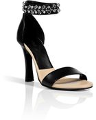 Chloé Black Leather Jeweled Ankle Strap Sandals - Lyst
