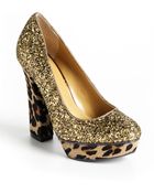 Nine West Vividly Glitter and Leopard Platform Pumps - Lyst