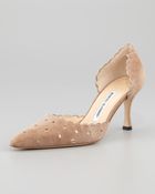 Manolo Blahnik Astro Suede Perforated Dorsay Pump - Lyst