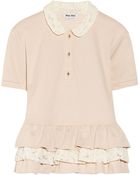 Miu Miu Lace and Cotton-piqué Top - Lyst