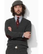 Polo Ralph Lauren Suedepatch Merino Cardigan - Lyst