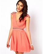 TFNC Dress with Cross Front and Embellished Shoulder - Lyst
